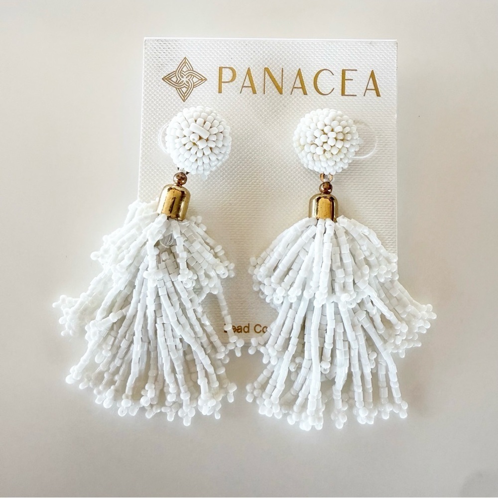 NWT Rachel Zoe Panacea White Tassel Earrings - Picture 2 of 4